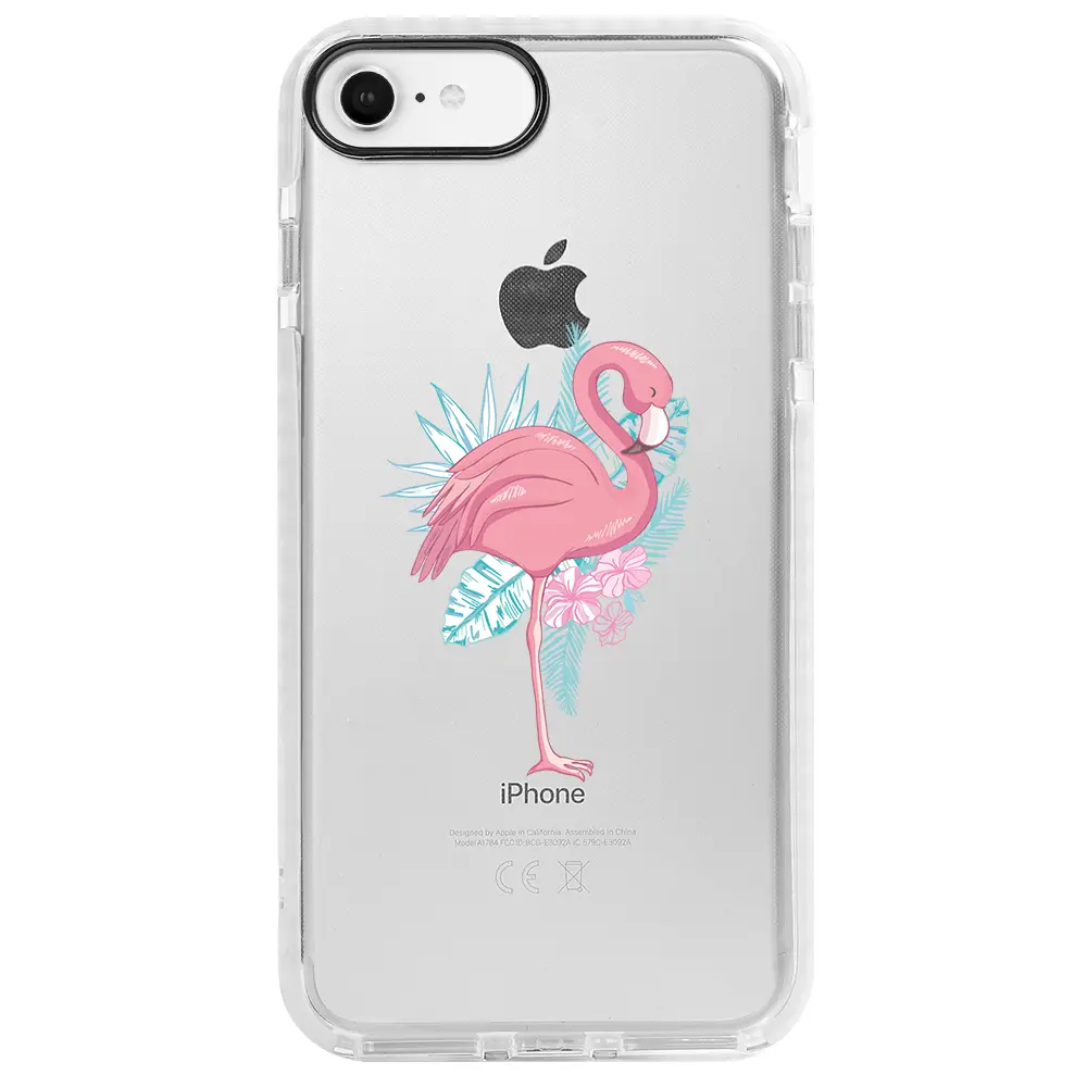 Apple iPhone 7 Beyaz Impact Premium Telefon Kılıfı - Alone Flamingo