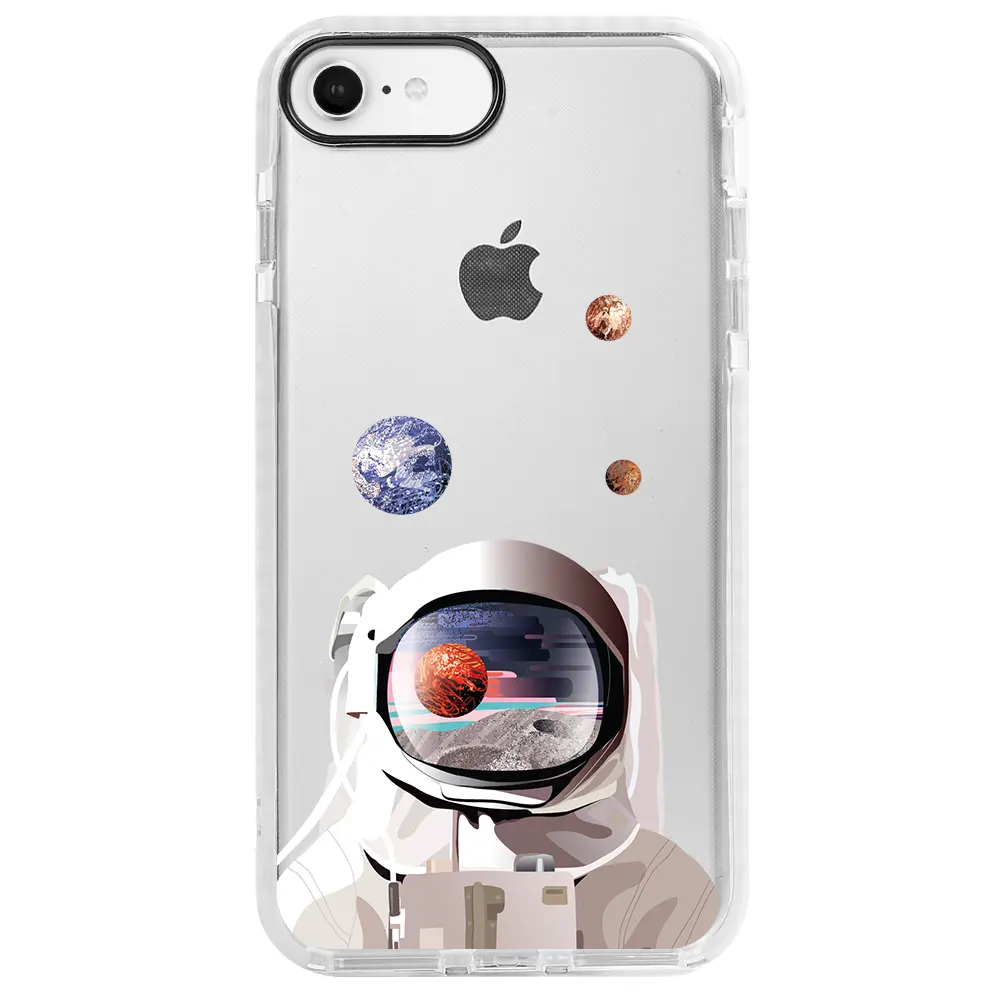 Apple iPhone 7 Beyaz Impact Premium Telefon Kılıfı - Astronotun Gözünden