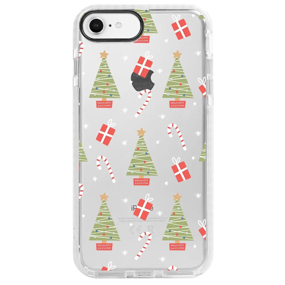 Apple iPhone 7 Beyaz Impact Premium Telefon Kılıfı - Christmas Candy