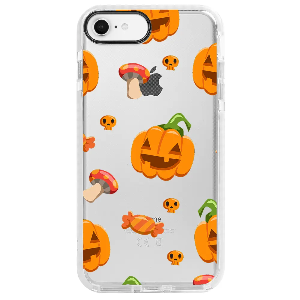 Apple iPhone 7 Beyaz Impact Premium Telefon Kılıfı - Deadly Pumpkin
