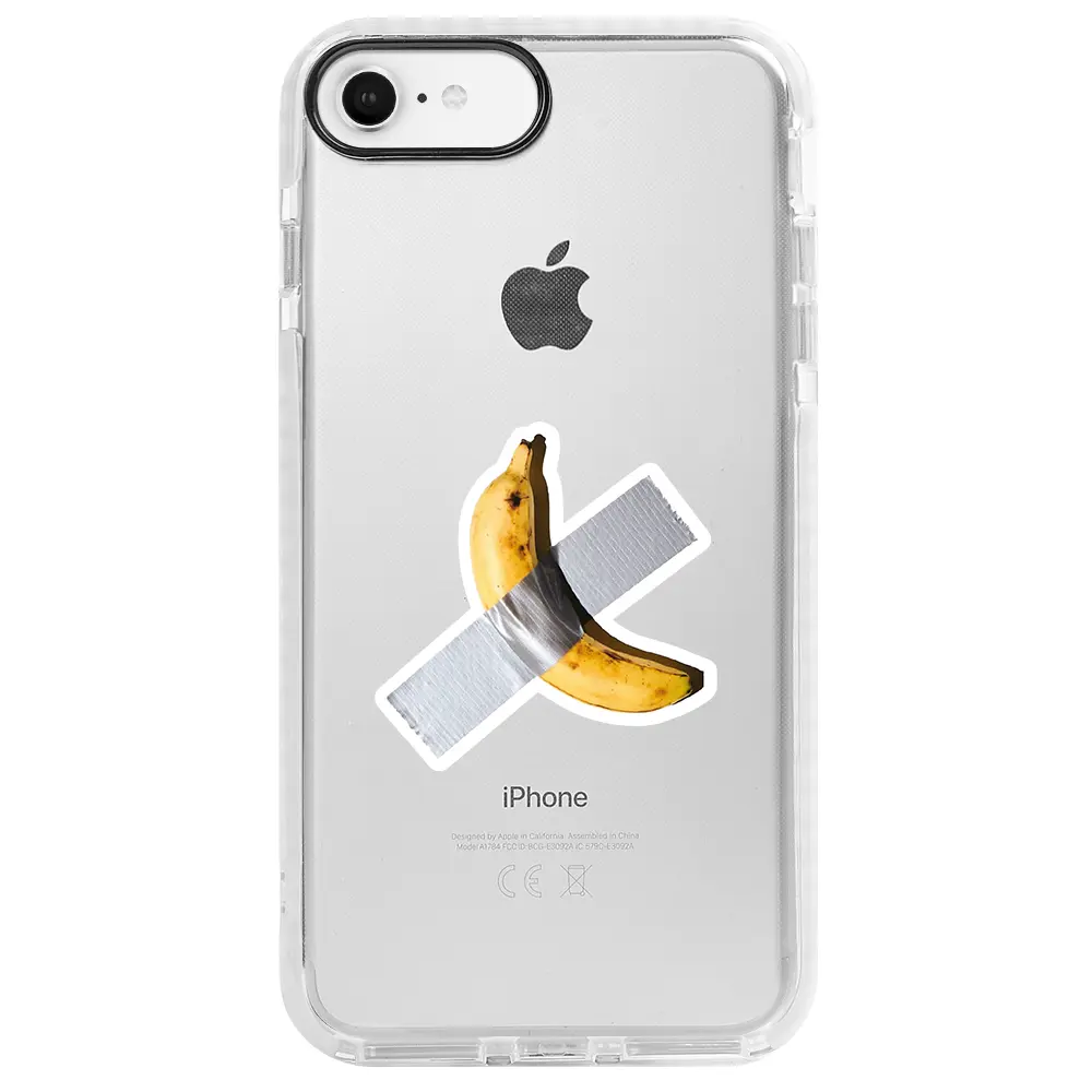 Apple iPhone 7 Beyaz Impact Premium Telefon Kılıfı - Duvara Bantlanmış Muz