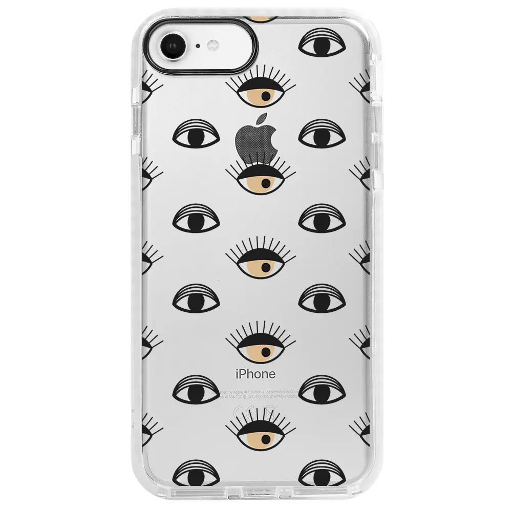 Apple iPhone 7 Beyaz Impact Premium Telefon Kılıfı - Krema Göz
