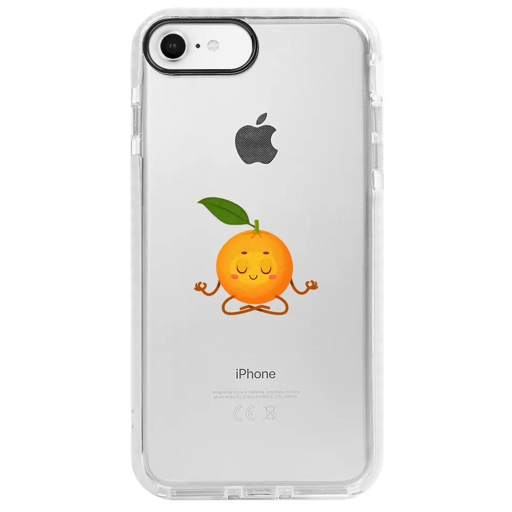 Apple iPhone 7 Beyaz Impact Premium Telefon Kılıfı - Meditasyon Portakal
