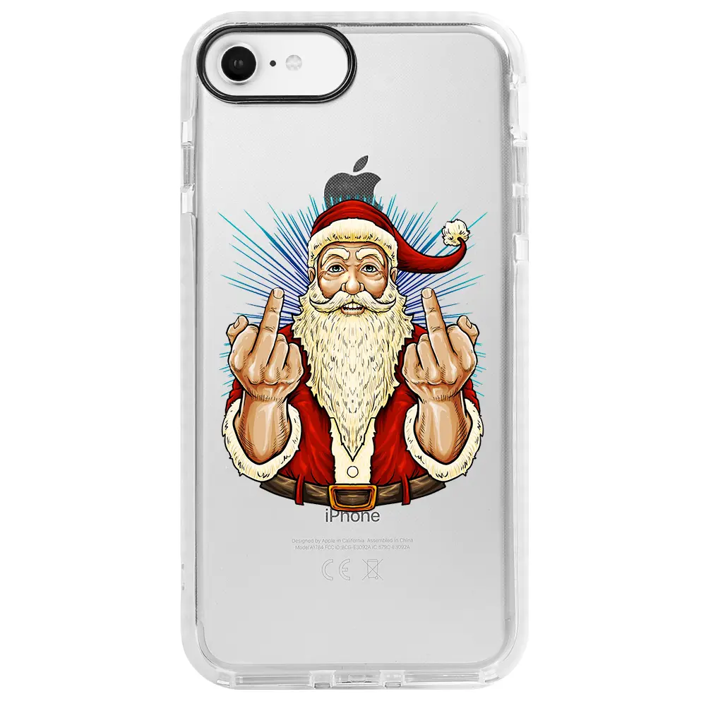 Apple iPhone 7 Beyaz Impact Premium Telefon Kılıfı - Naughty Santa