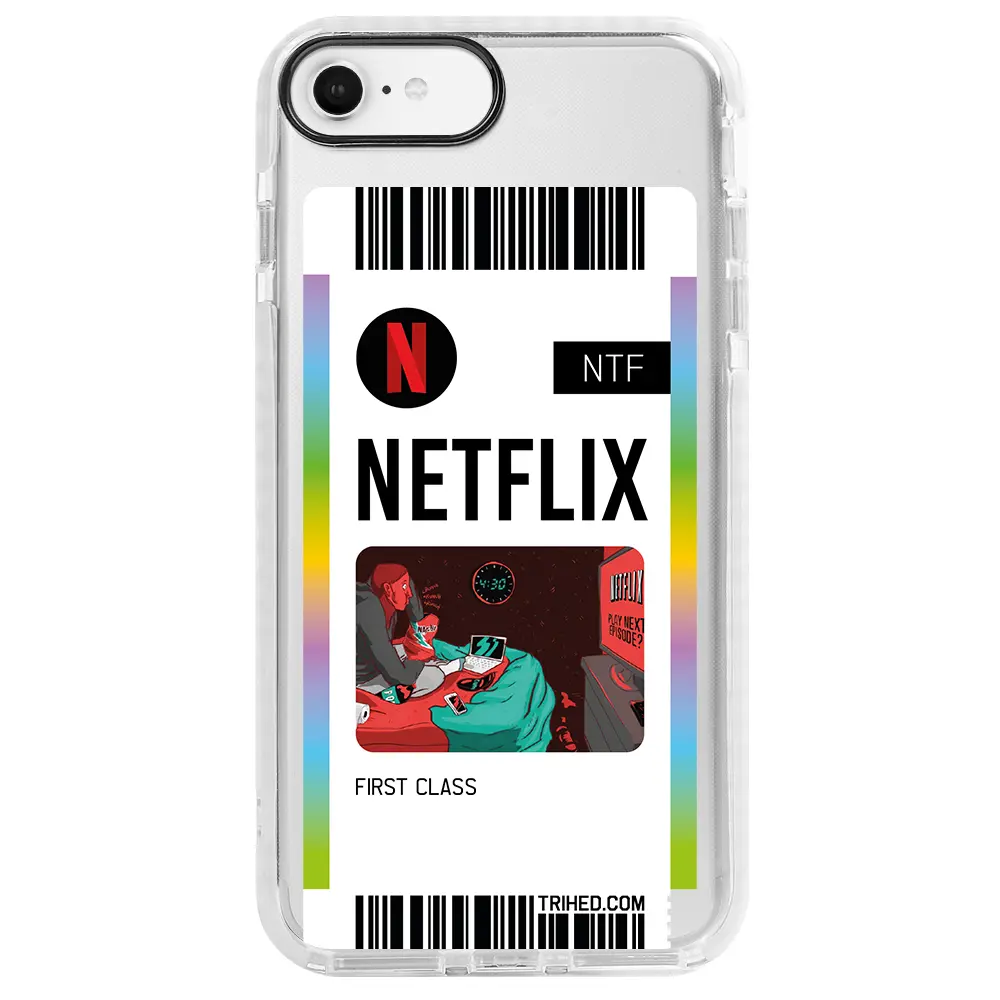 Apple iPhone 7 Beyaz Impact Premium Telefon Kılıfı - Netflix Bileti