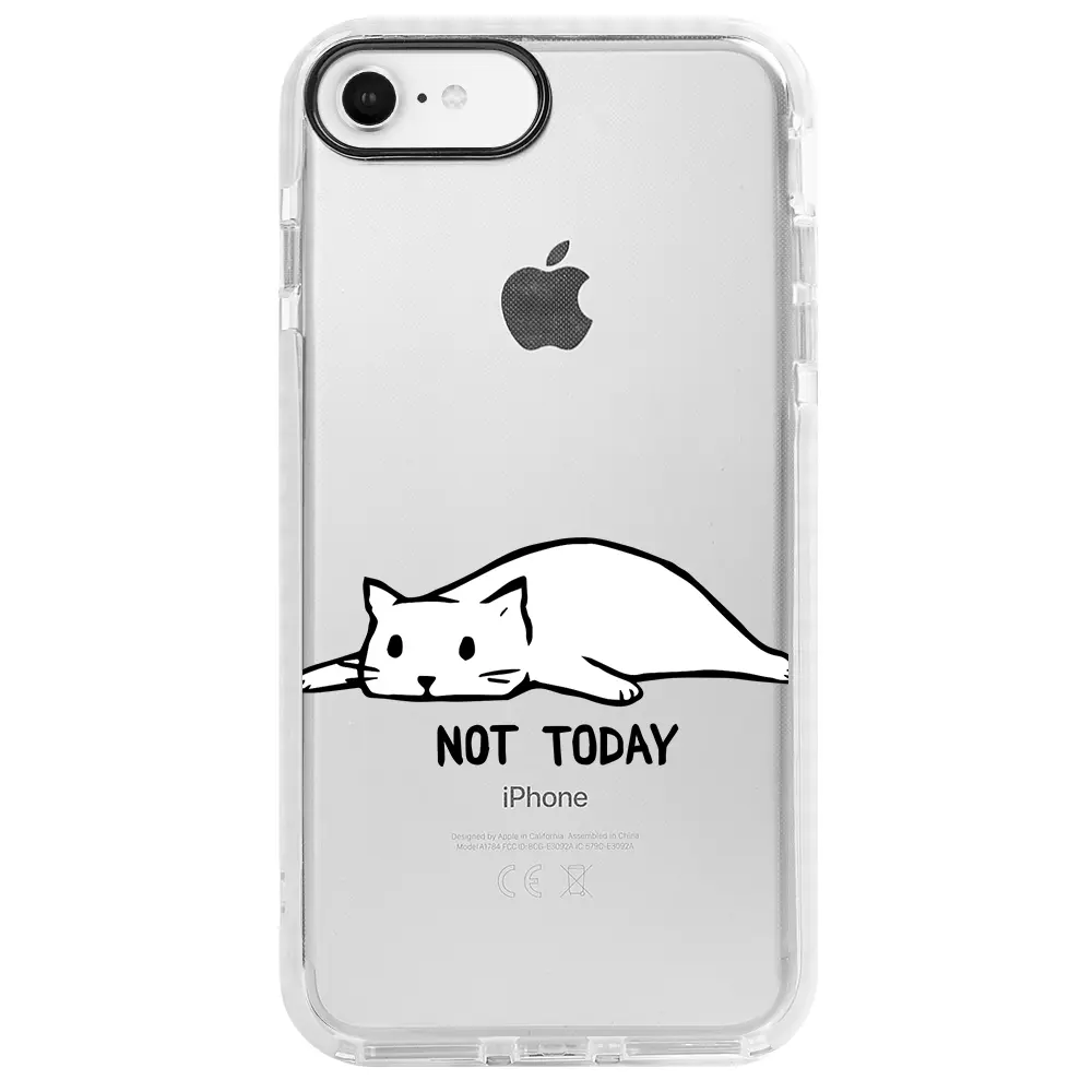 Apple iPhone 7 Beyaz Impact Premium Telefon Kılıfı - Not Today Cat