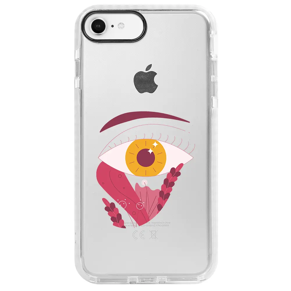 Apple iPhone 7 Beyaz Impact Premium Telefon Kılıfı - Sarı Göz