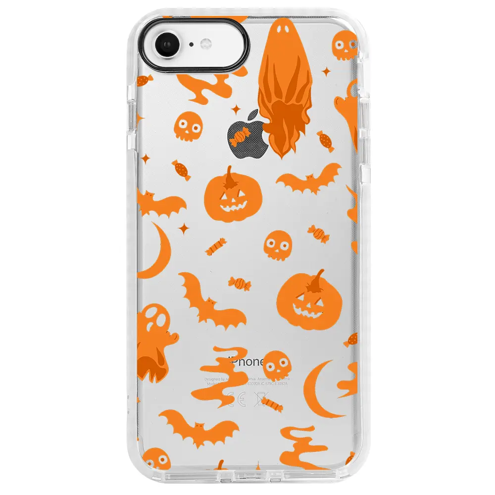 Apple iPhone 7 Beyaz Impact Premium Telefon Kılıfı - Spooky Orange