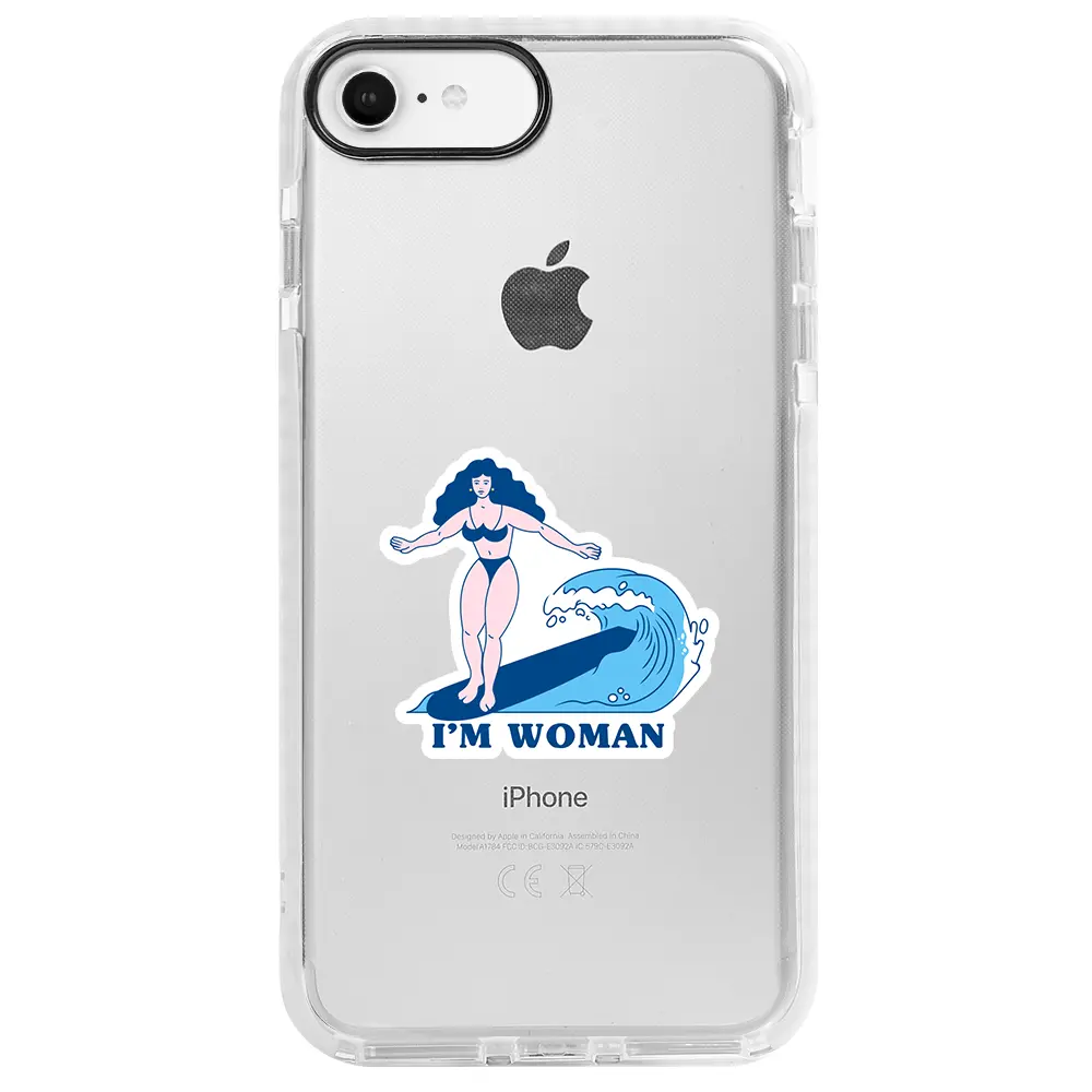 Apple iPhone 7 Beyaz Impact Premium Telefon Kılıfı - Surf Queen