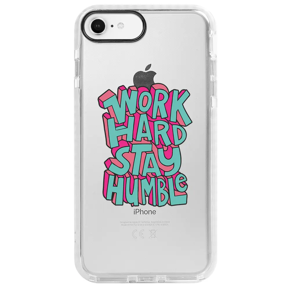 Apple iPhone 7 Beyaz Impact Premium Telefon Kılıfı - Work Hard