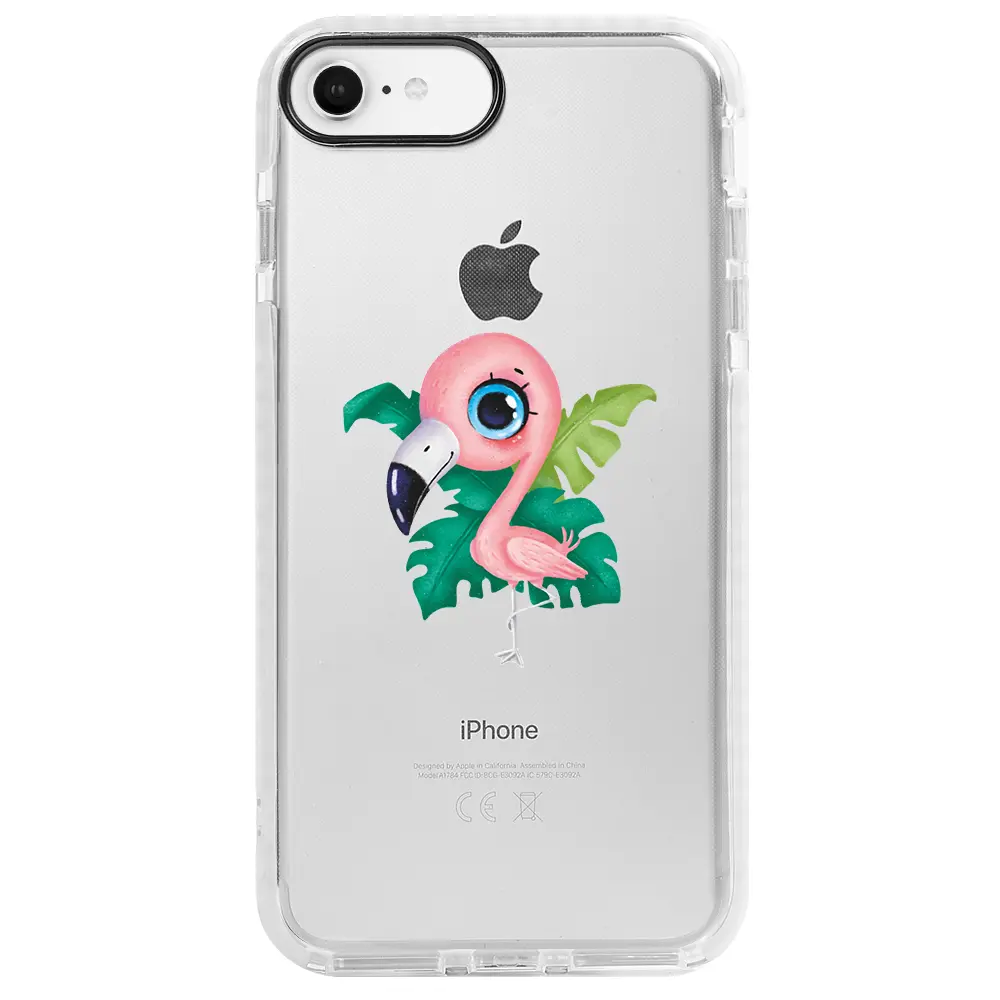 Apple iPhone 7 Beyaz Impact Premium Telefon Kılıfı - Yavru Flamingo