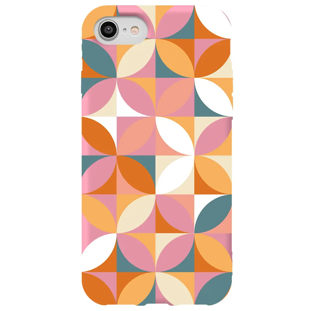 Apple iPhone 7 Pembe Renkli Silikon Telefon Kılıfı - Abstract Desen 6