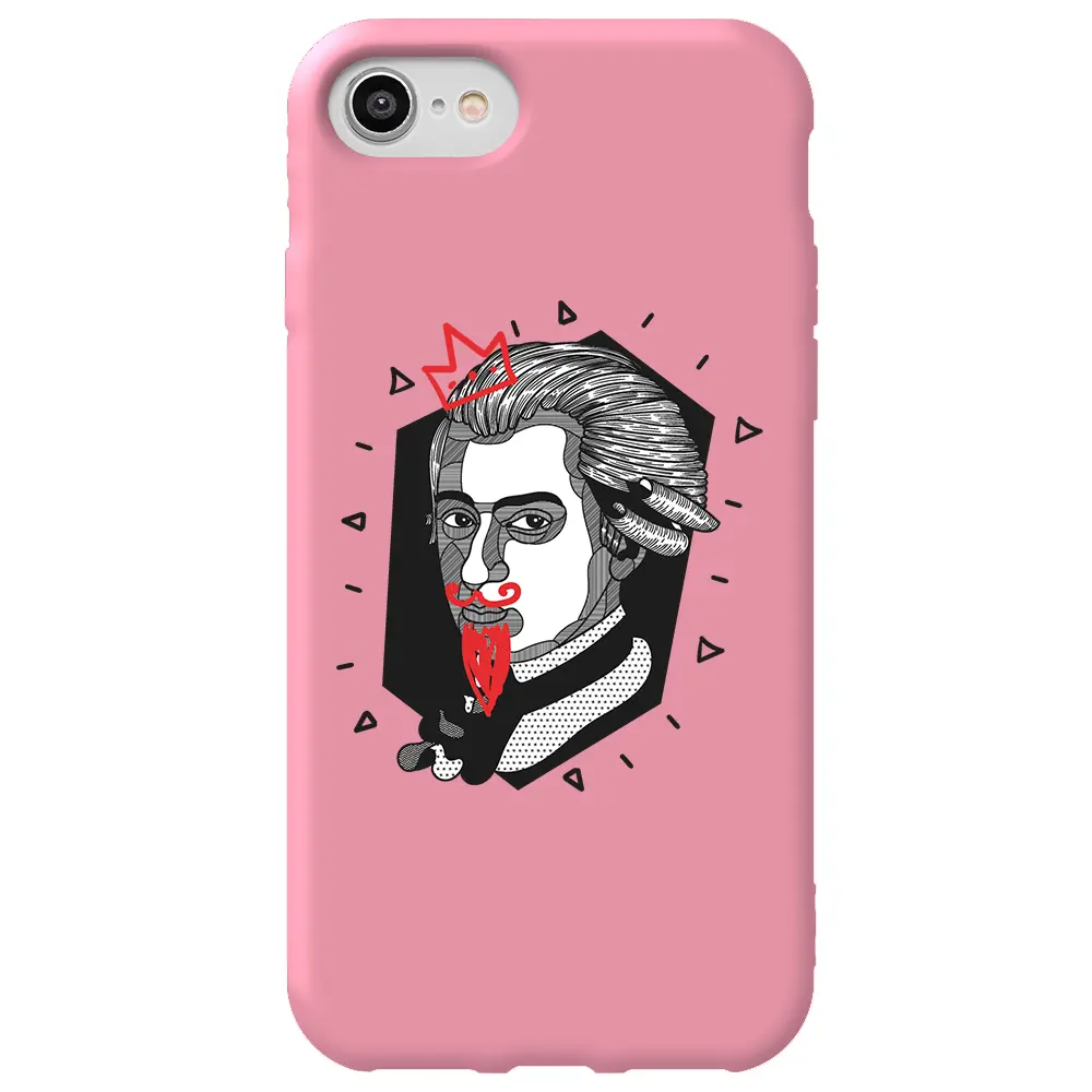 Apple iPhone 7 Pembe Renkli Silikon Telefon Kılıfı - Amadeus Mozart