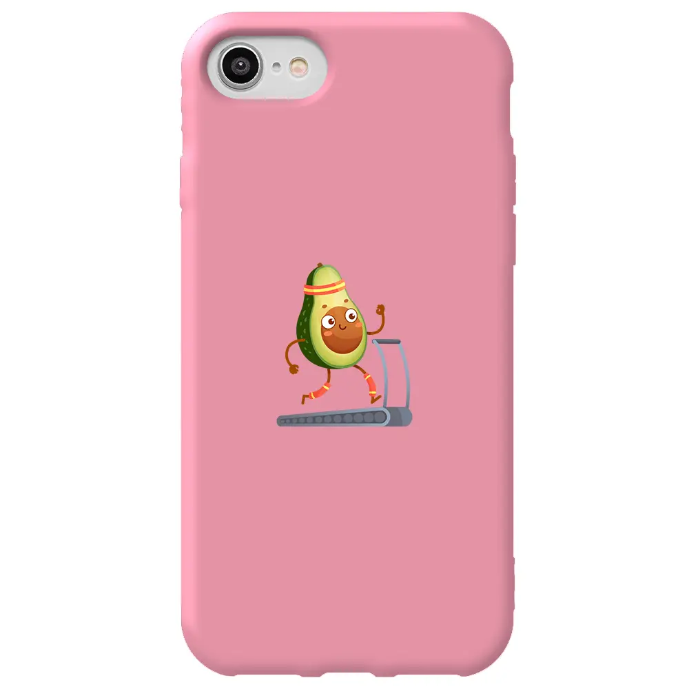 Apple iPhone 7 Pembe Renkli Silikon Telefon Kılıfı - Avokado Run
