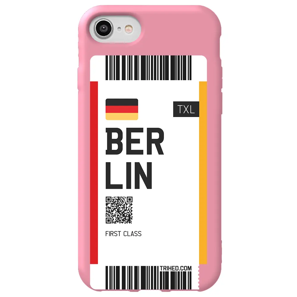 Apple iPhone 7 Pembe Renkli Silikon Telefon Kılıfı - Berlin Bileti