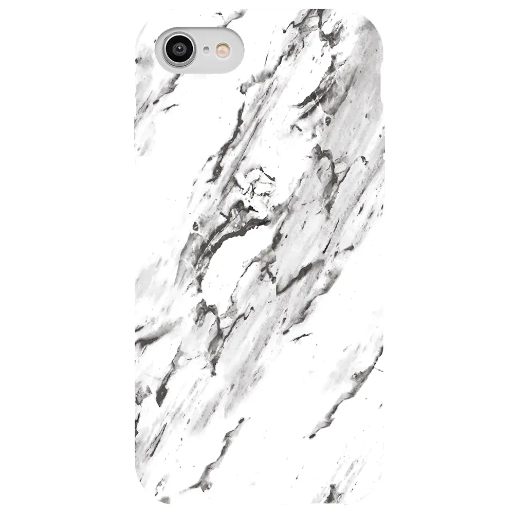 Apple iPhone 7 Pembe Renkli Silikon Telefon Kılıfı - Beyaz Mermer 3