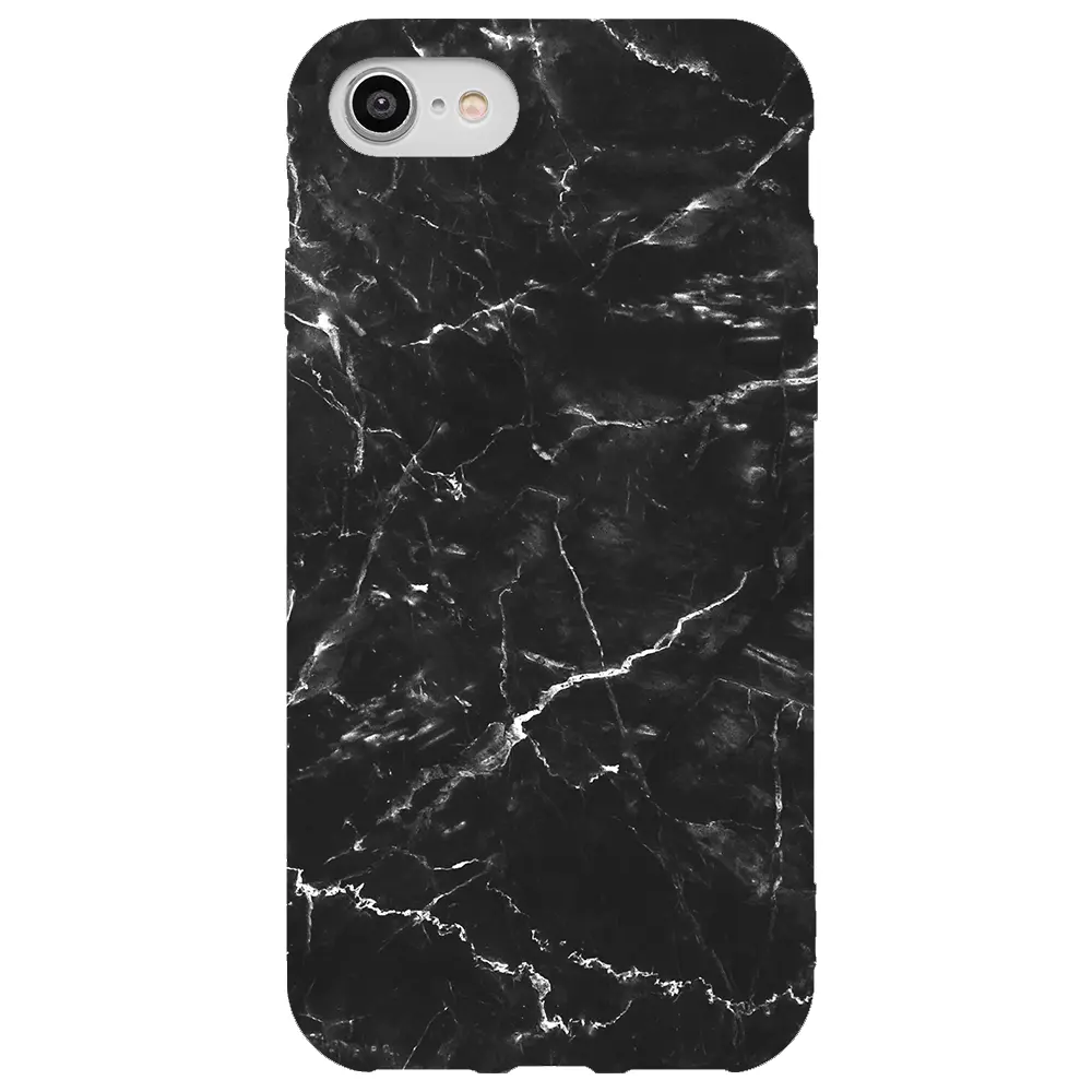 Apple iPhone 7 Pembe Renkli Silikon Telefon Kılıfı - Black Marble 2