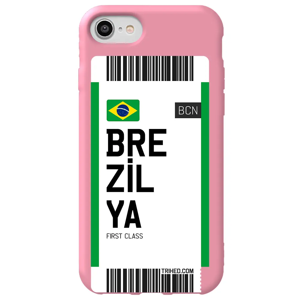 Apple iPhone 7 Pembe Renkli Silikon Telefon Kılıfı - Brezilya Bileti