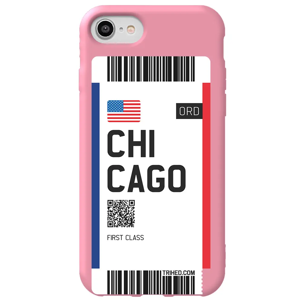 Apple iPhone 7 Pembe Renkli Silikon Telefon Kılıfı - Chicago Bileti