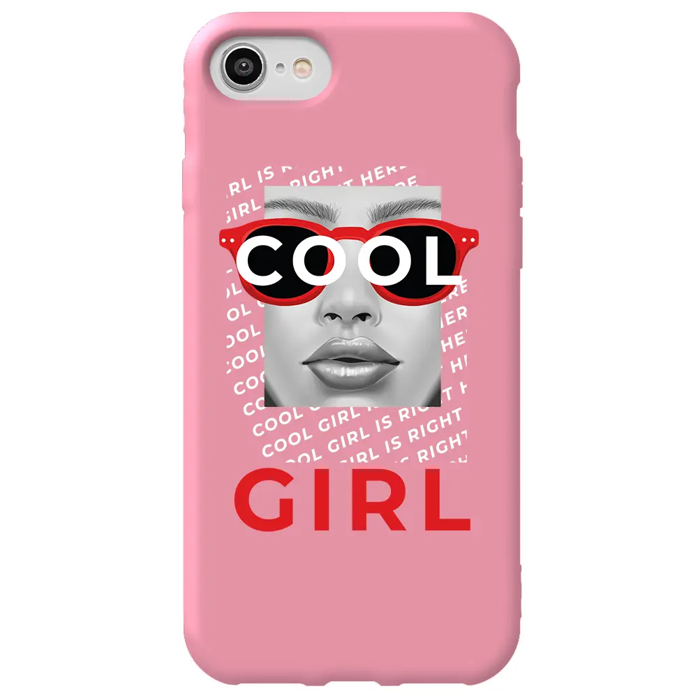 Apple iPhone 7 Pembe Renkli Silikon Telefon Kılıfı - Cool Girl