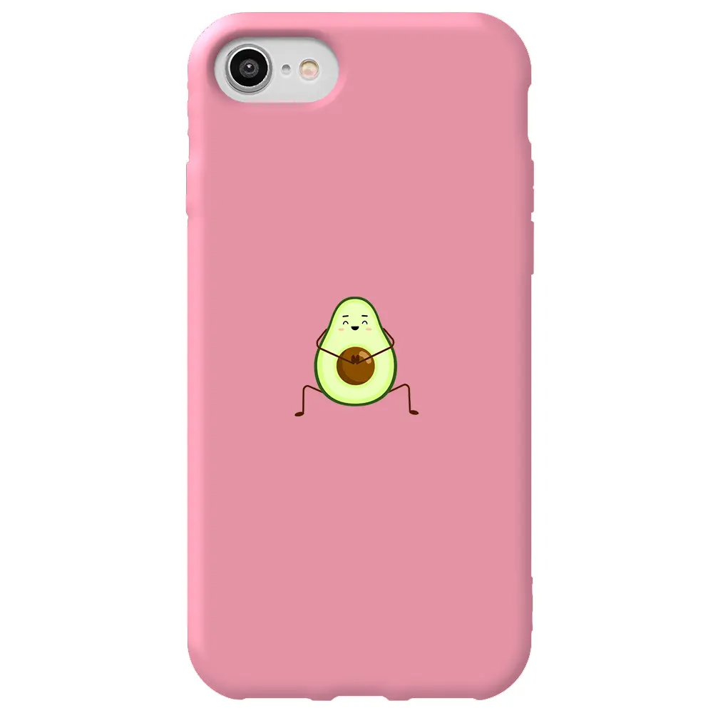 Apple iPhone 7 Pembe Renkli Silikon Telefon Kılıfı - Cute Avokado