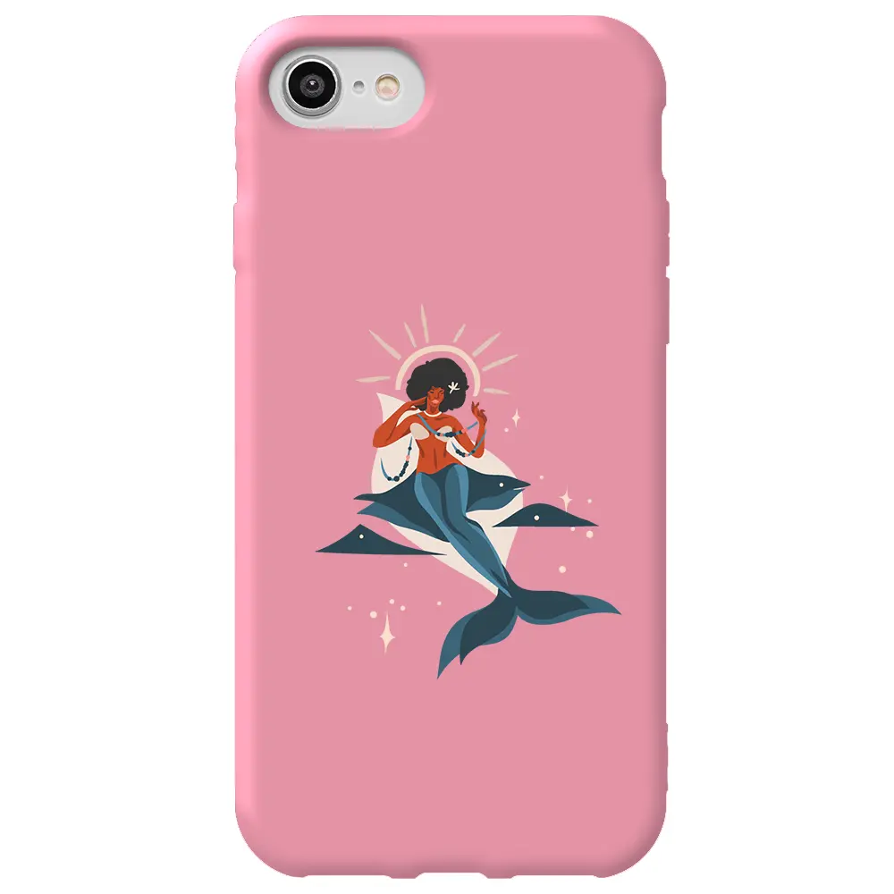Apple iPhone 7 Pembe Renkli Silikon Telefon Kılıfı - Deniz Kızı