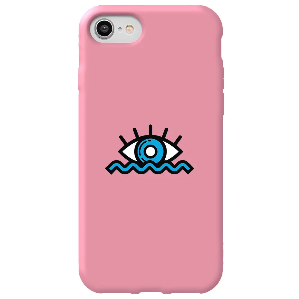 Apple iPhone 7 Pembe Renkli Silikon Telefon Kılıfı - Denizci Gözü