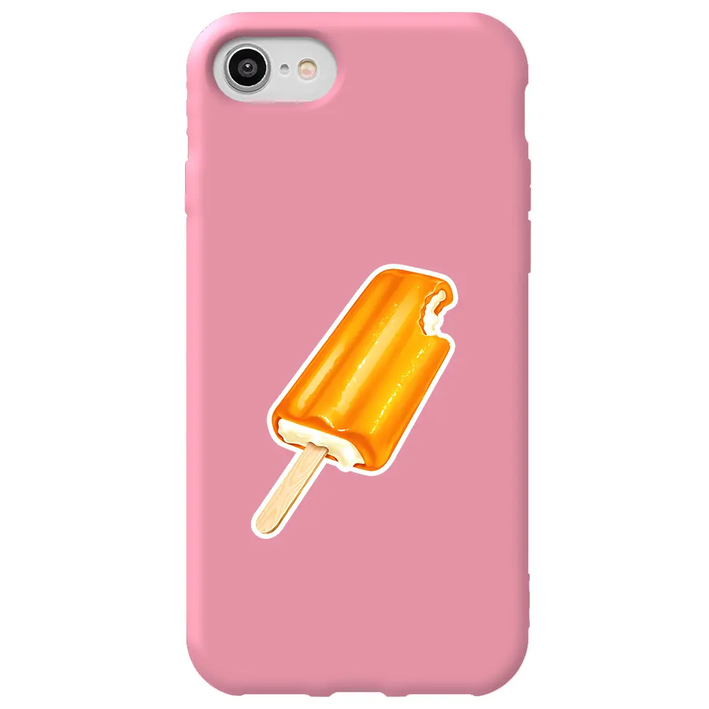 Apple iPhone 7 Pembe Renkli Silikon Telefon Kılıfı - Dondurma