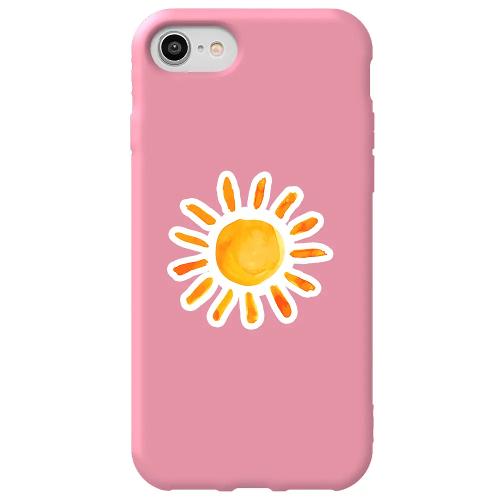 Apple iPhone 7 Pembe Renkli Silikon Telefon Kılıfı - Güneş