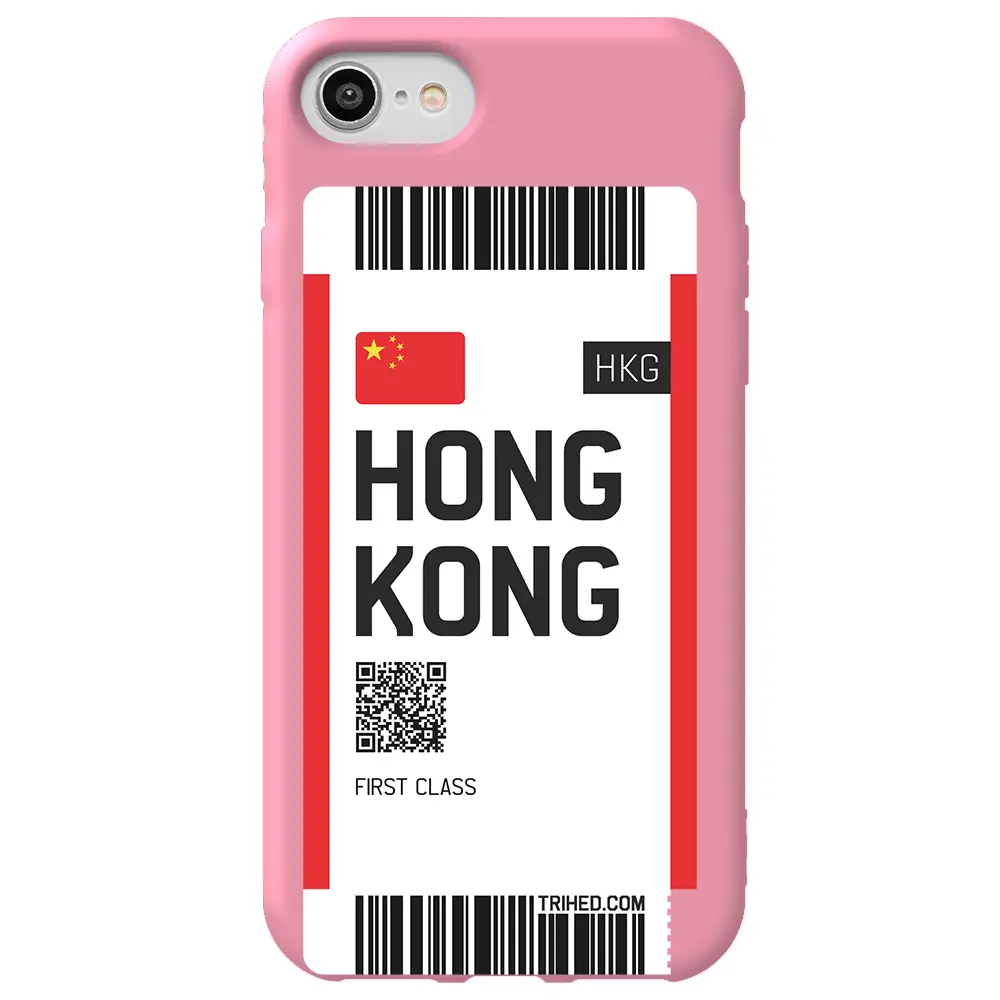 Apple iPhone 7 Pembe Renkli Silikon Telefon Kılıfı - Hong Kong Bileti