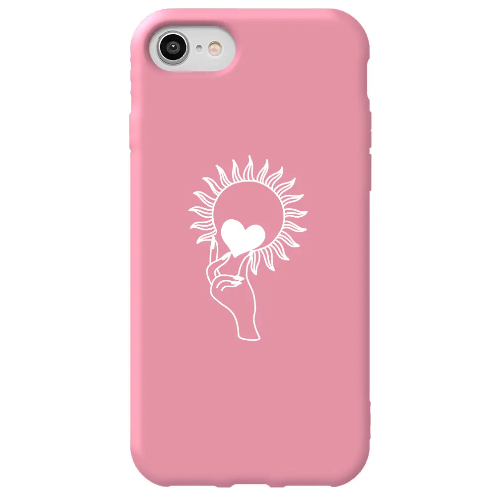 Apple iPhone 7 Pembe Renkli Silikon Telefon Kılıfı - Keep Heart