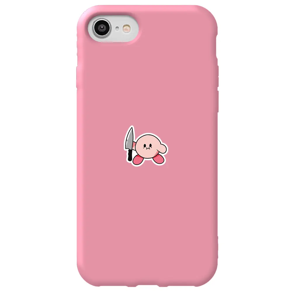Apple iPhone 7 Pembe Renkli Silikon Telefon Kılıfı - Kirby