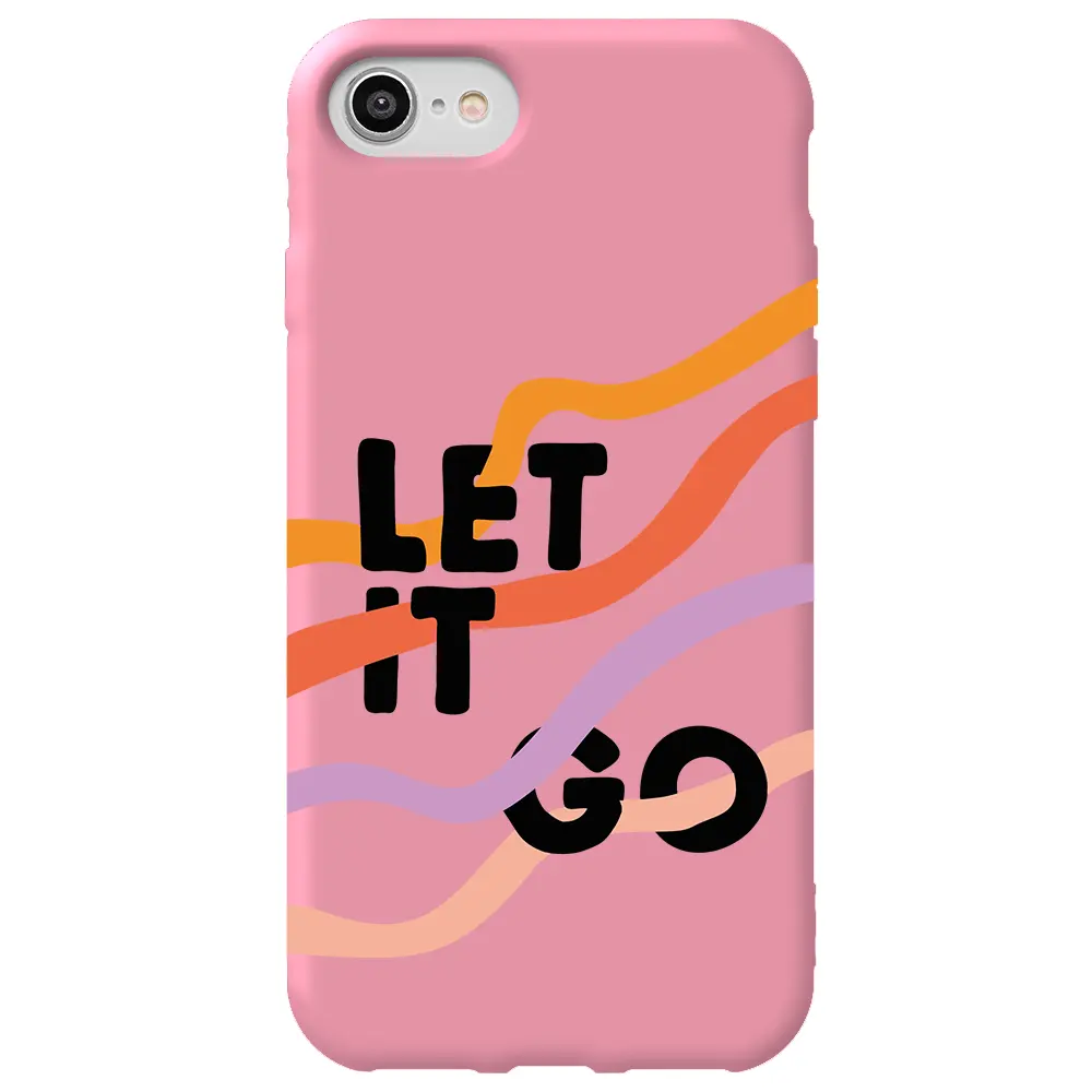 Apple iPhone 7 Pembe Renkli Silikon Telefon Kılıfı - Let it Go