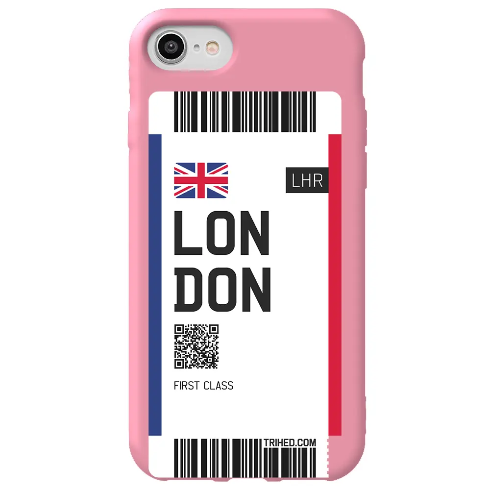 Apple iPhone 7 Pembe Renkli Silikon Telefon Kılıfı - London Bileti