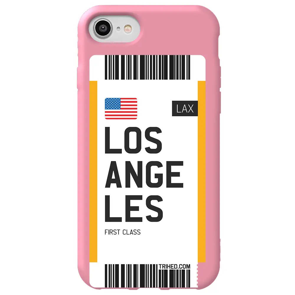 Apple iPhone 7 Pembe Renkli Silikon Telefon Kılıfı - Los Angeles Bileti