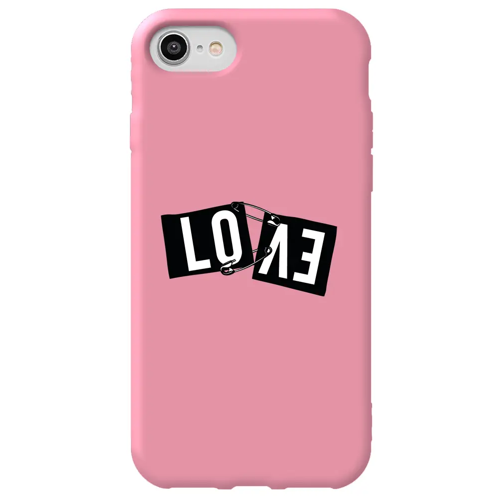Apple iPhone 7 Pembe Renkli Silikon Telefon Kılıfı - Love
