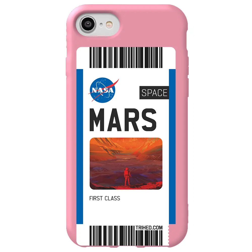 Apple iPhone 7 Pembe Renkli Silikon Telefon Kılıfı - Mars Bileti