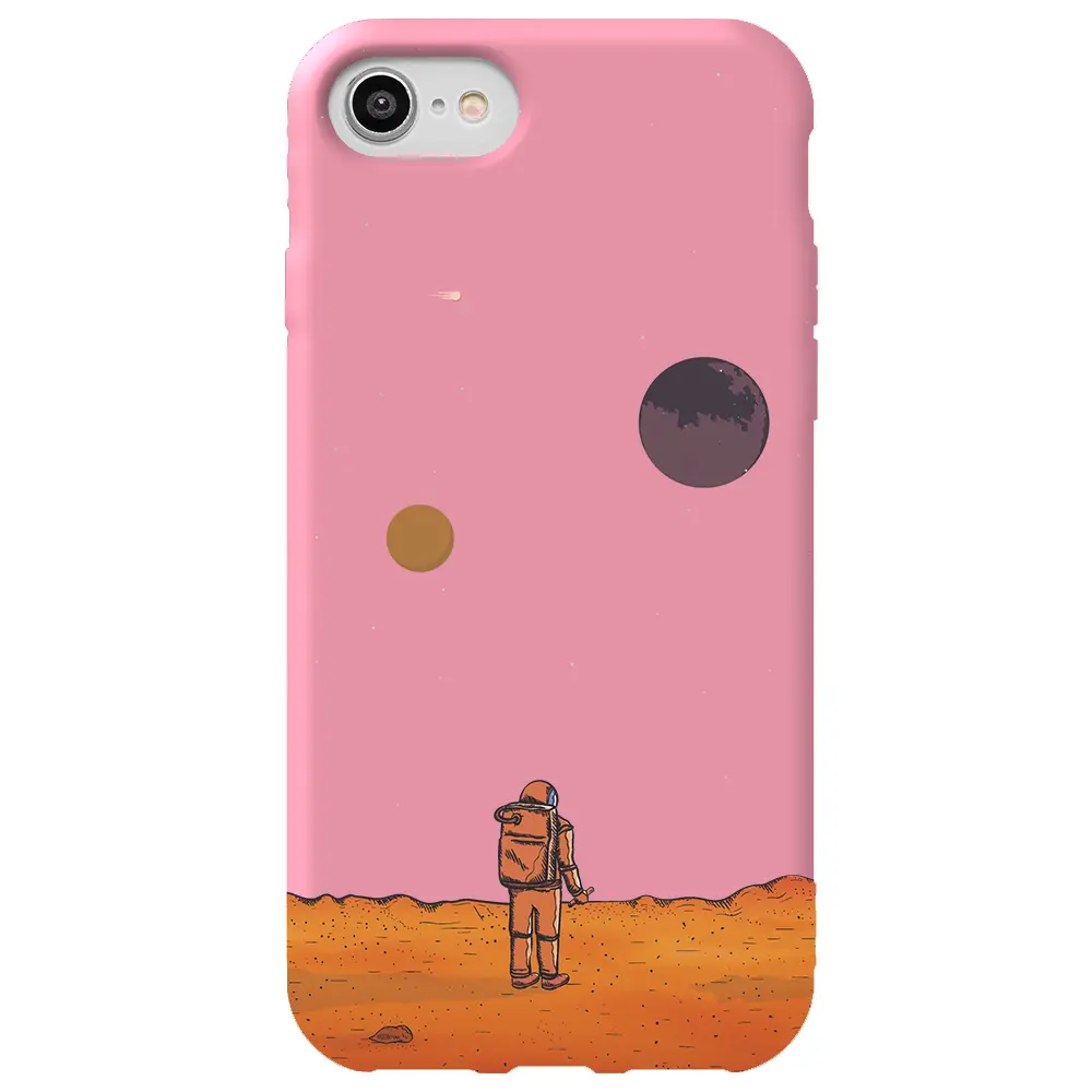 Apple iPhone 7 Pembe Renkli Silikon Telefon Kılıfı - Mars