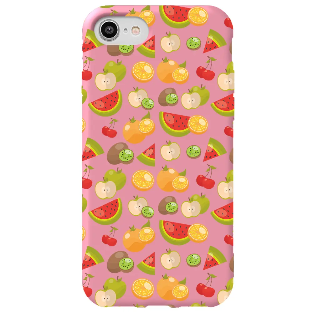 Apple iPhone 7 Pembe Renkli Silikon Telefon Kılıfı - Meyve Bahcesi