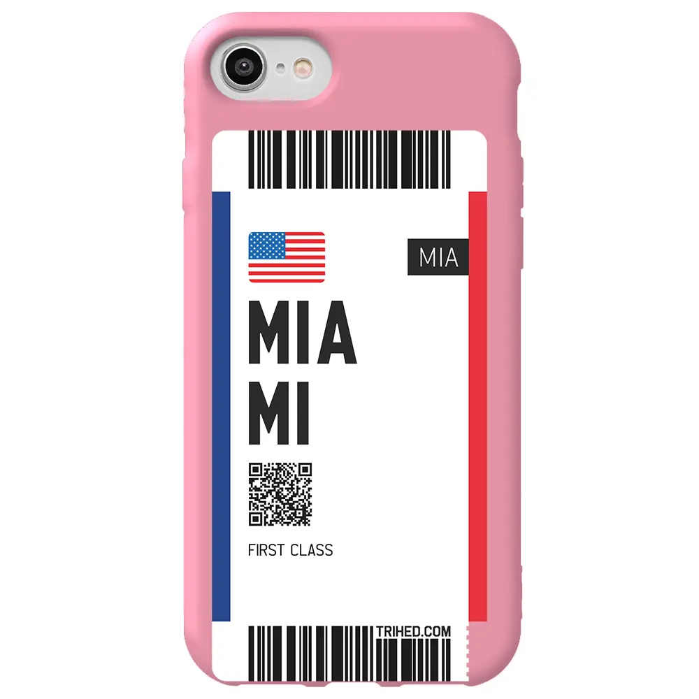 Apple iPhone 7 Pembe Renkli Silikon Telefon Kılıfı - Miami Bileti