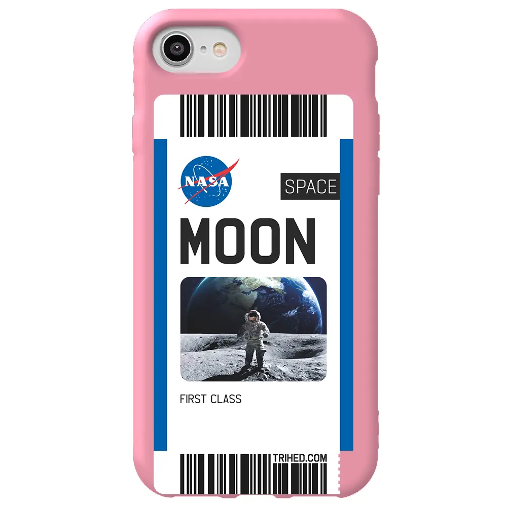 Apple iPhone 7 Pembe Renkli Silikon Telefon Kılıfı - Moon Bileti