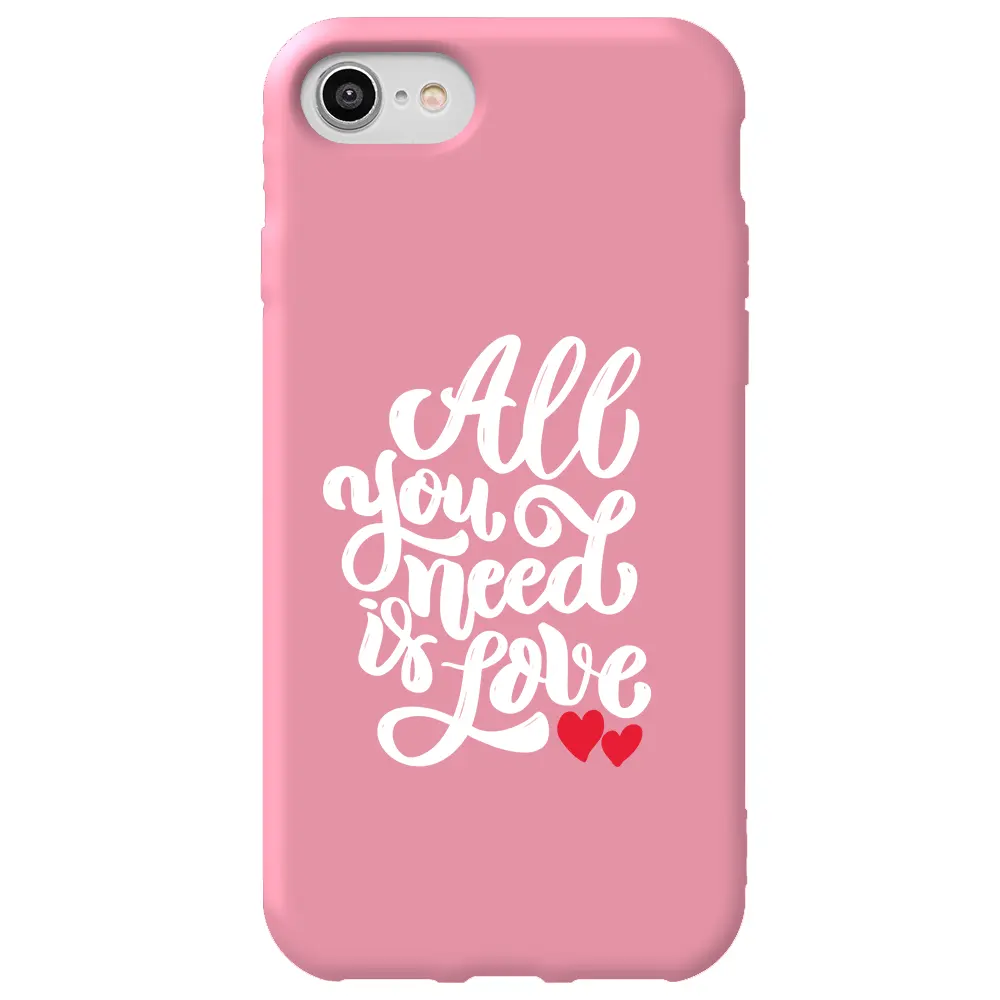 Apple iPhone 7 Pembe Renkli Silikon Telefon Kılıfı - Need Love