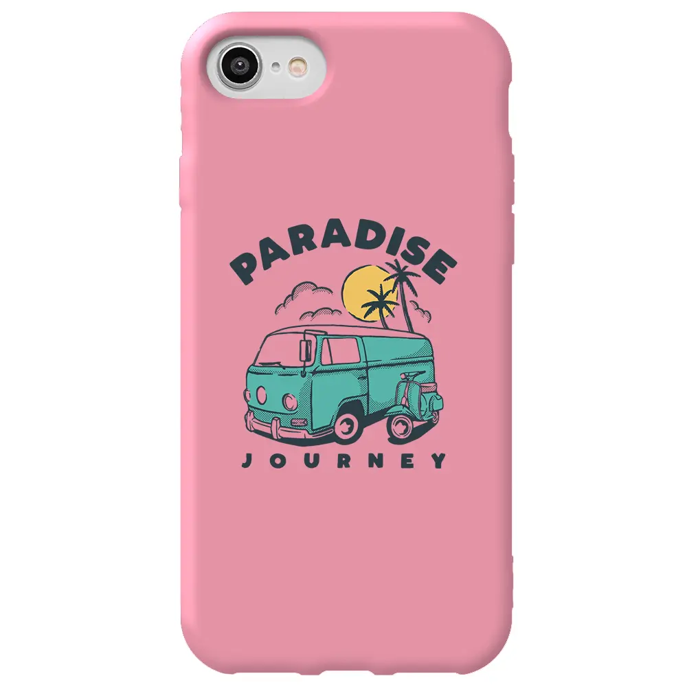 Apple iPhone 7 Pembe Renkli Silikon Telefon Kılıfı - Paradise