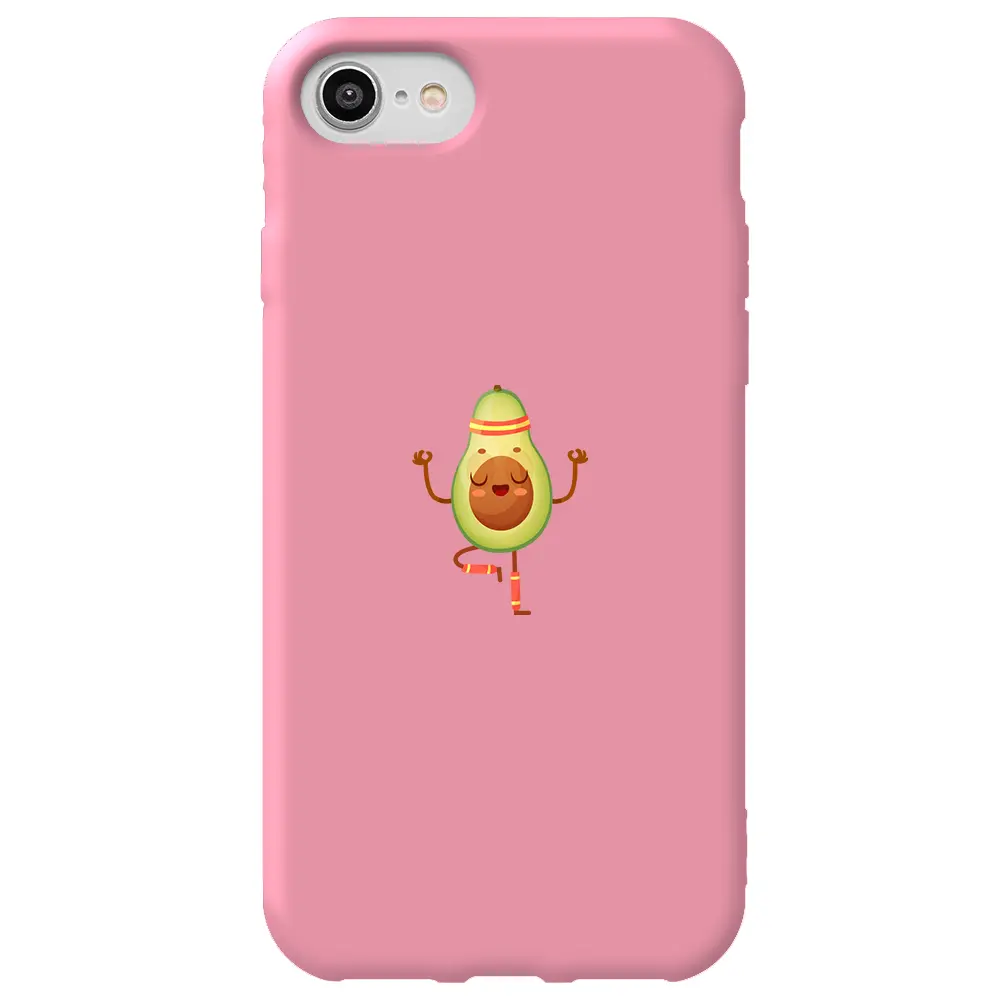 Apple iPhone 7 Pembe Renkli Silikon Telefon Kılıfı - Peaceful Avokado