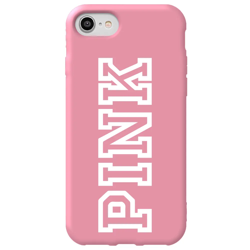Apple iPhone 7 Pembe Renkli Silikon Telefon Kılıfı - Pink Dikey