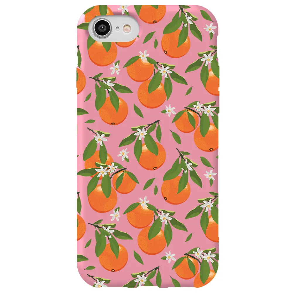 Apple iPhone 7 Pembe Renkli Silikon Telefon Kılıfı - Portakal Bahçesi