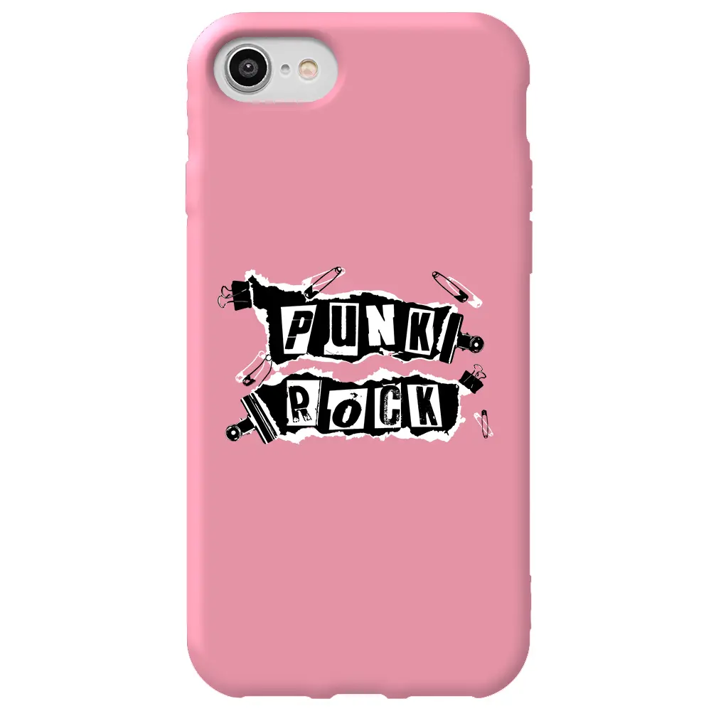 Apple iPhone 7 Pembe Renkli Silikon Telefon Kılıfı - Punk Rock