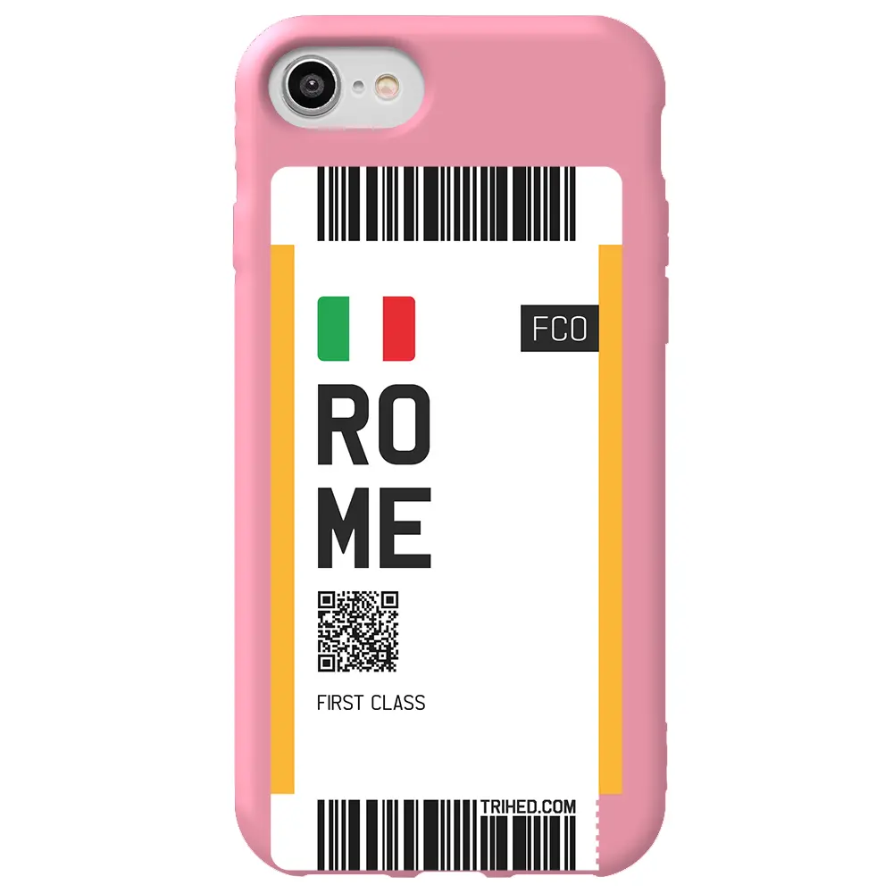 Apple iPhone 7 Pembe Renkli Silikon Telefon Kılıfı - Rome Bileti
