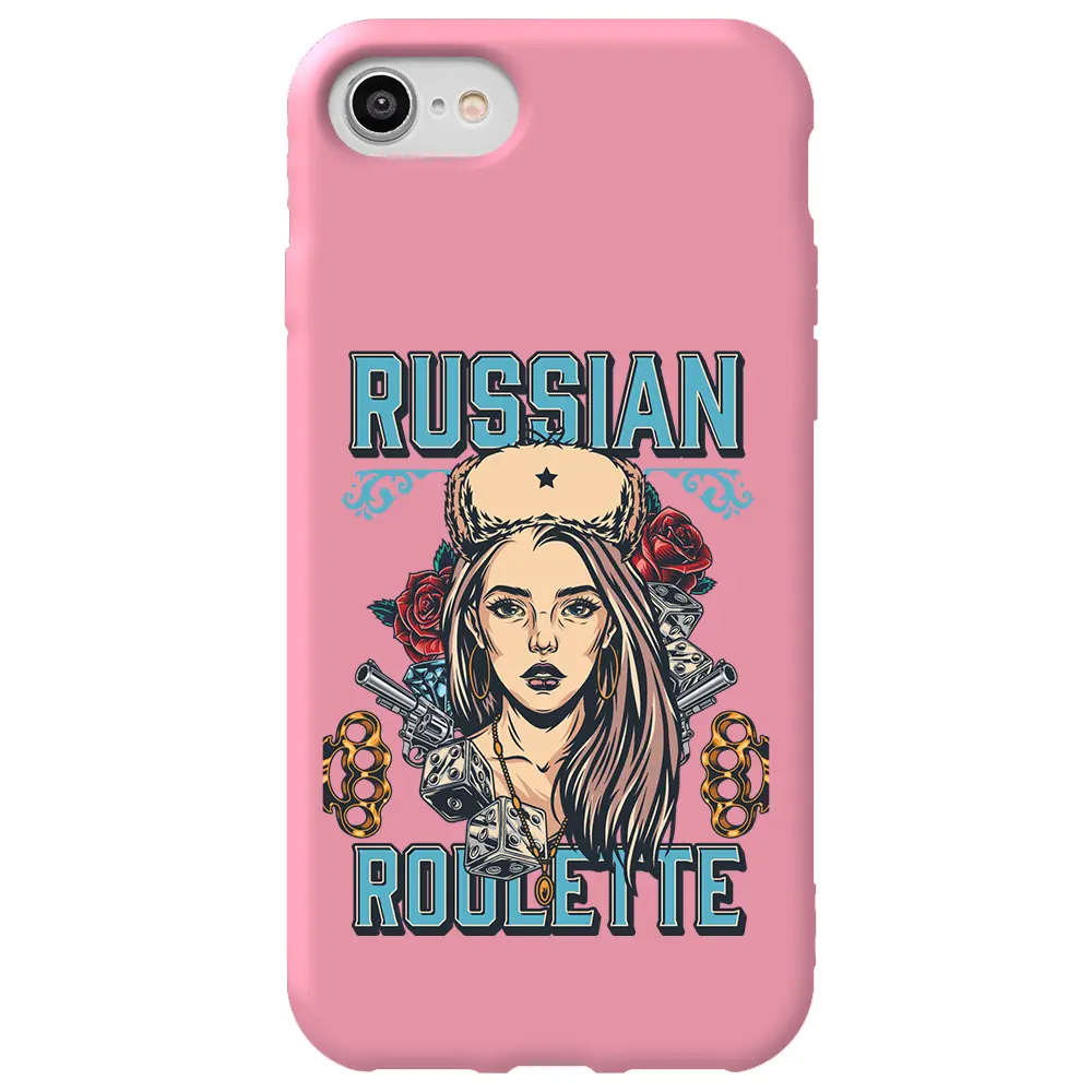 Apple iPhone 7 Pembe Renkli Silikon Telefon Kılıfı - Russian Girl