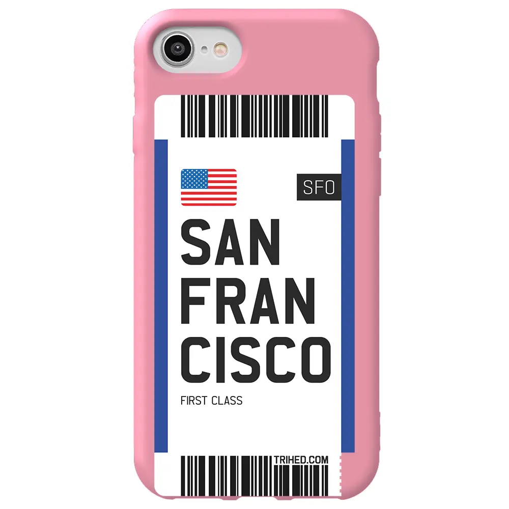 Apple iPhone 7 Pembe Renkli Silikon Telefon Kılıfı - San Francisco Bileti